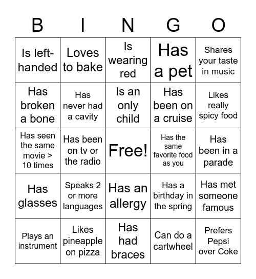 Icebreaker Bingo: Find Someone Who.... Bingo Card