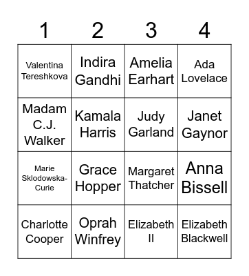 IWD 2023 First Woman To ... Bingo Card