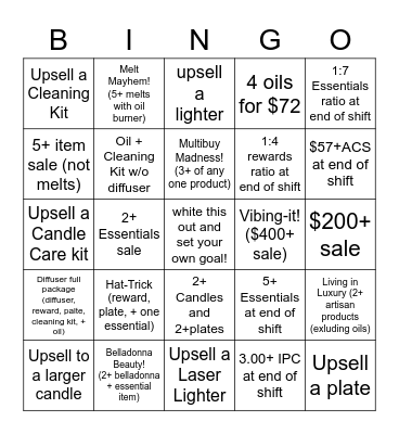 Dusk Bingo Card
