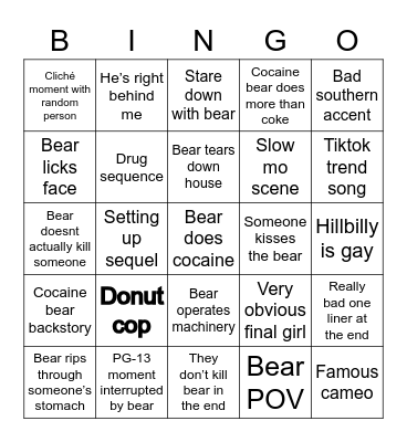 Bear Time!!! Bingo Card