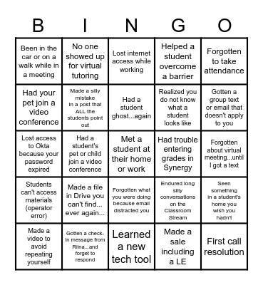 Team Jules Bingo Card