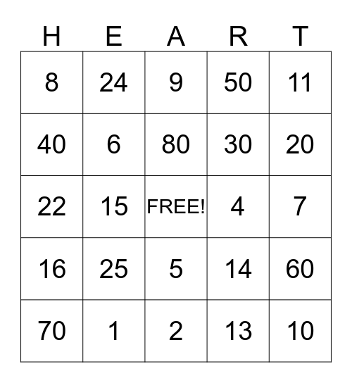 VALENTINE'S DAY BINGO Card