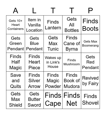 Link to the Past Randomizer Bingo Card