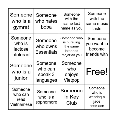 Shadow Day Bingo Card