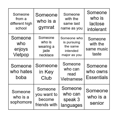 Shadow Day Bingo Card