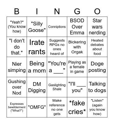 Bel Bingo Card