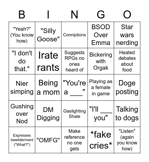 Bel Bingo Card