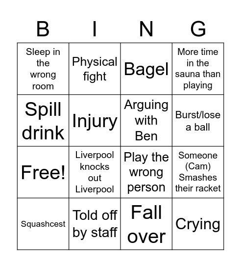 Warwick 2023 Bingo Card