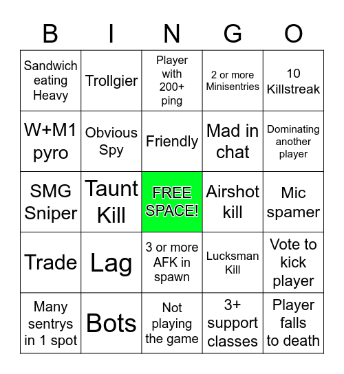 TF2 Bingo Card