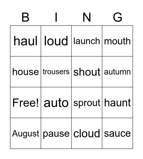 AU + OU Bingo Card