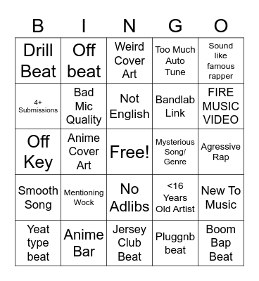 MARC300 SUBMISSIONS BINGO Card