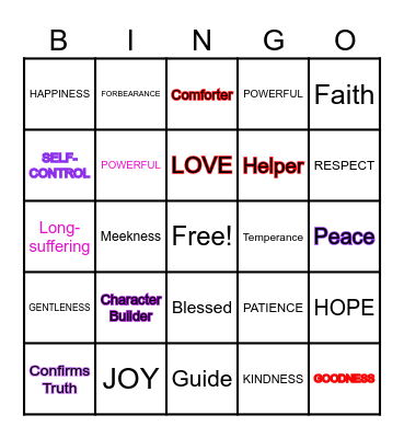 FRUITS OF THE HOLY SPIRIT Bingo Card