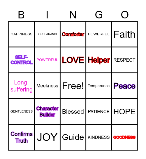 FRUITS OF THE HOLY SPIRIT Bingo Card