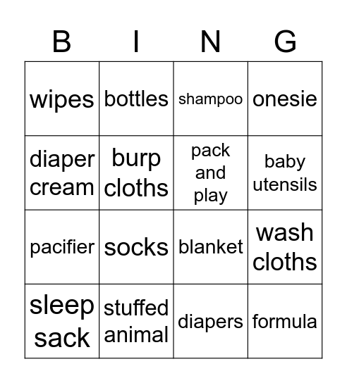 BABY Bingo Card