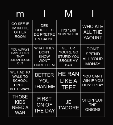 MIMI'S BIRTHDAY BINGO QUOTES Bingo Card