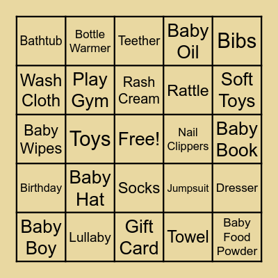 SIDDHI'S BABY SHOWER Bingo Card