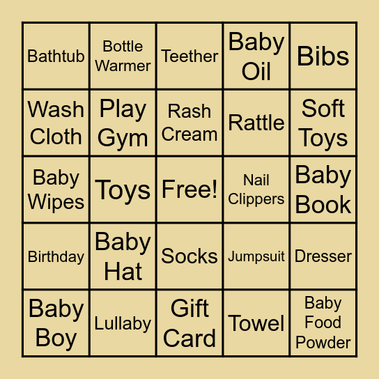 SIDDHI'S BABY SHOWER Bingo Card