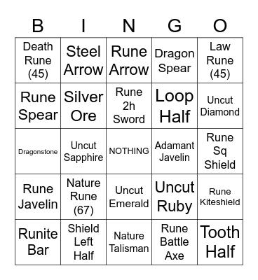 RDT Bingo Card