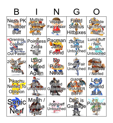 Patch Notes Bingo Card