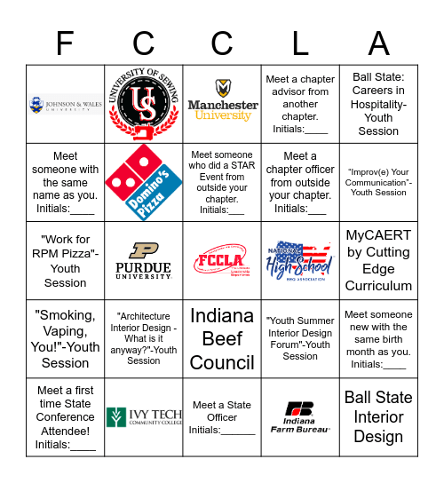 FCCLA Bingo Card