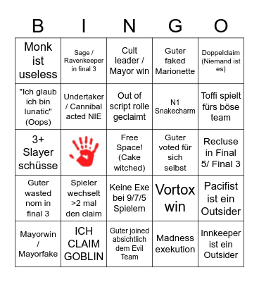 Clockbingo 2.0 Bingo Card