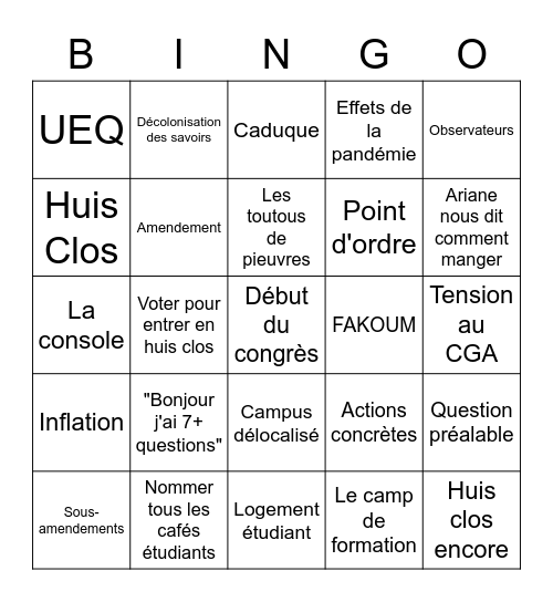 CGA Bingo Card