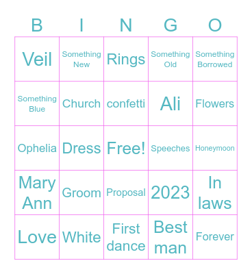 Mary Ann's Bridal Bingo! Bingo Card