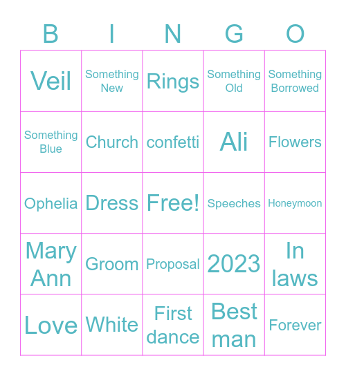 Mary Ann's Bridal Bingo! Bingo Card