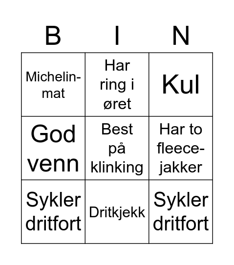 Henke Bingo Card