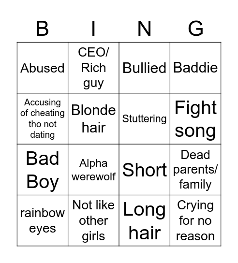 Y/N checklist Bingo Card