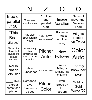 NoFlo Bingo Card