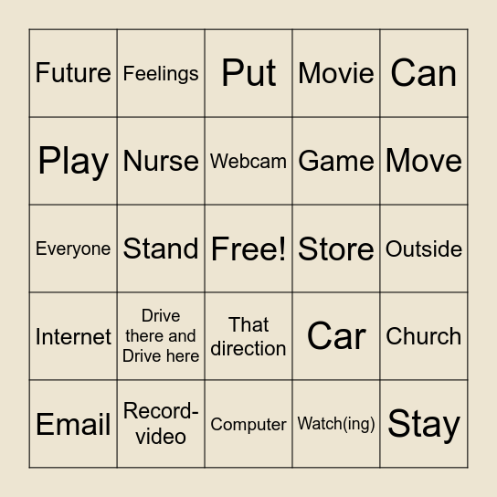 Lesson 5-B Bingo Card