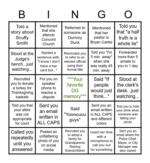 dianne-isms Bingo Card