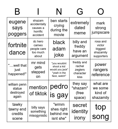 shazam fotg bingo Card