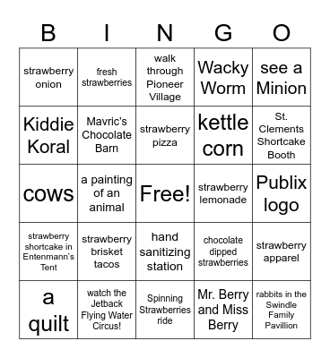 HOBY FLW at the Strawberry Festival! Bingo Card