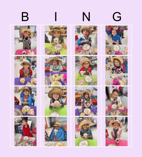 Tea Party - Preschool 22-23 Bingo Card