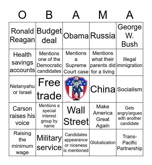 GOP Debate 12/15 #2 Bingo Card