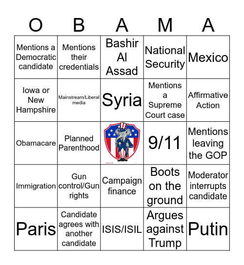 GOP Debate 12/15 Bingo Card