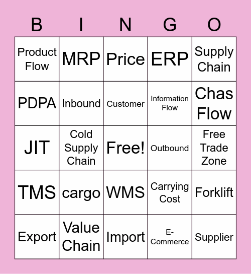 Logistics Bingo Card