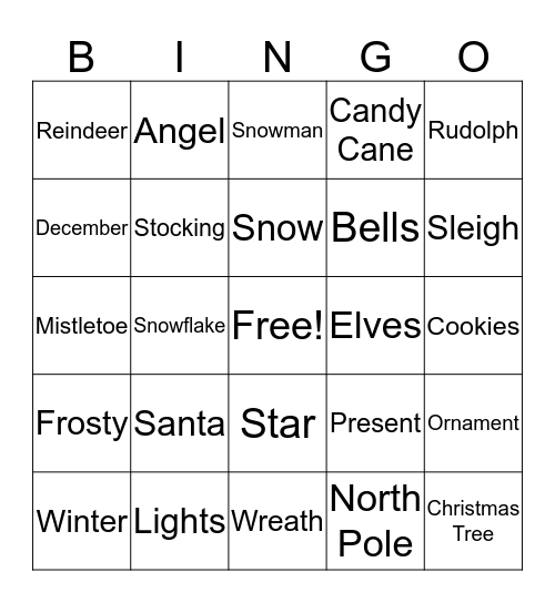 Holiday Bingo Card
