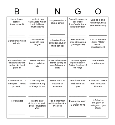 ANC712 - Family Time Bingo Card