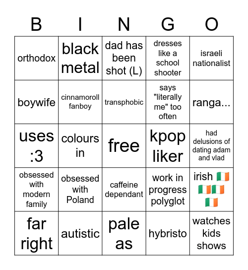 huntah bingo Card