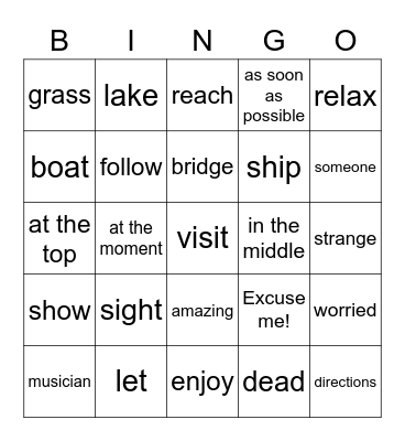 London words Bingo Card