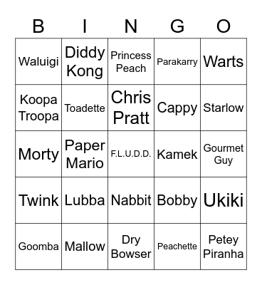 VeggieJoe Round 1 (Mario Characters) Bingo Card