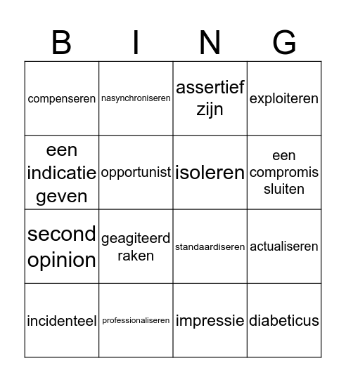 Nederlands Woordenfeest Bingo Card