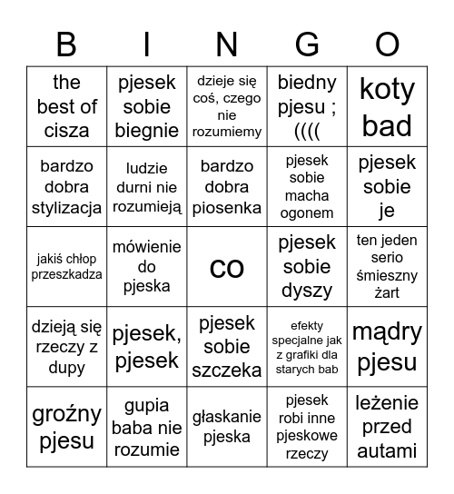 pjeski Bingo Card