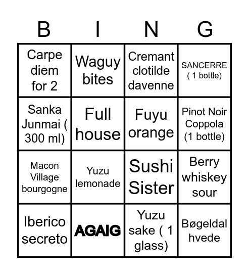 SnS Bingo Card