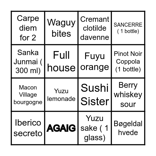 SnS Bingo Card