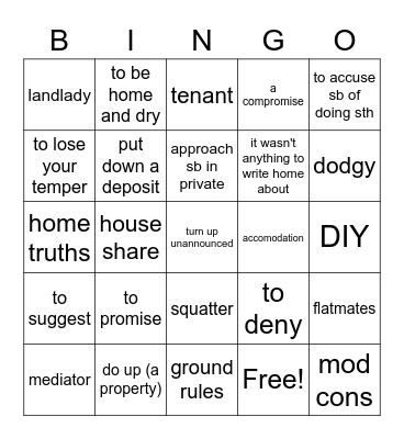 Gateway B2+ Unit 6 Bingo Card