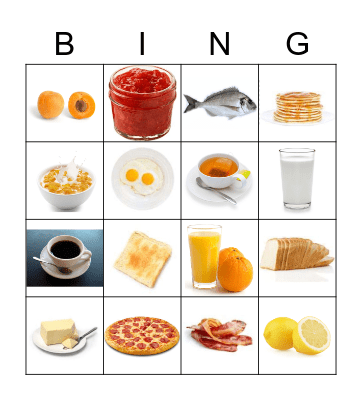 Cooking Bingo Card